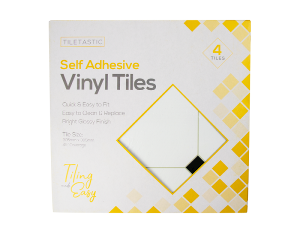 Black Diamonds Self Adhesive Vinyl Floor Tiles - 4 Pack