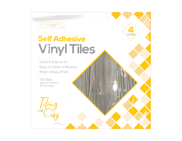 Grey Wood Self Adhesive Vinyl Floor Tiles - 4 Pack