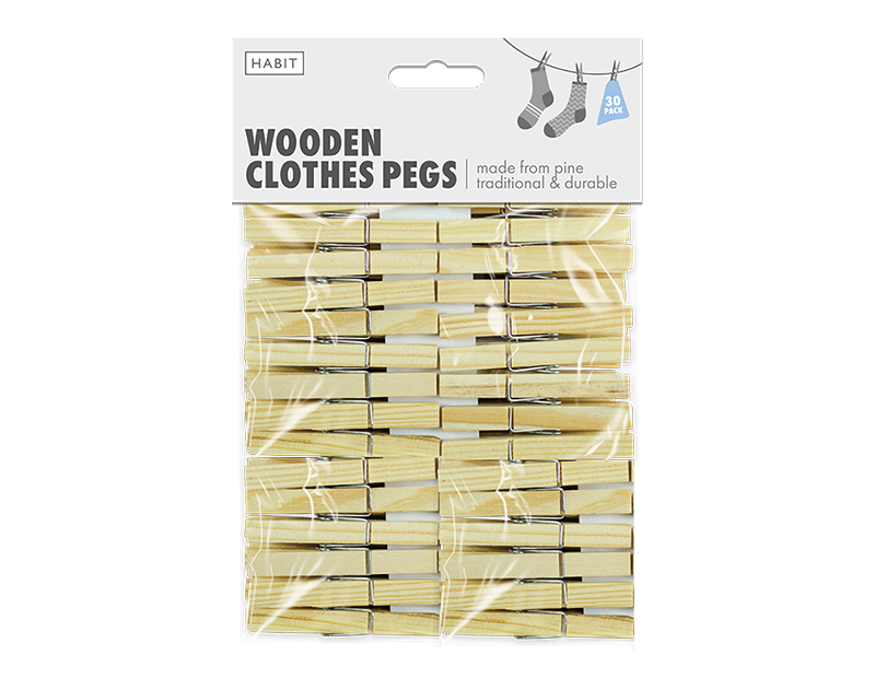 Wooden Clothes Pegs 30pk - 5056170352802
