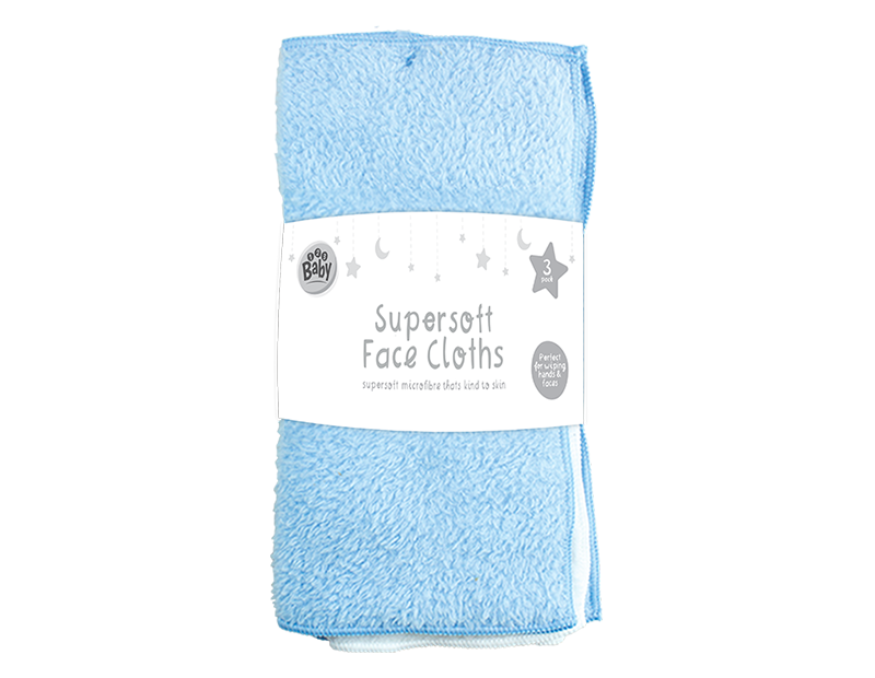 Super Soft Baby Face Cloths - 3 Pack