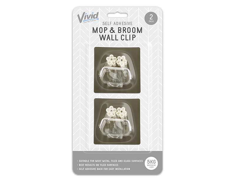 Mop & Broom Wall Clip 2pk - 5056283869716