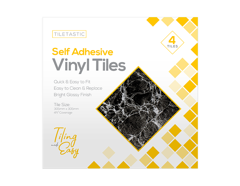 Dark Marble Self Adhesive Vinyl Floor Tiles - 4 Pack