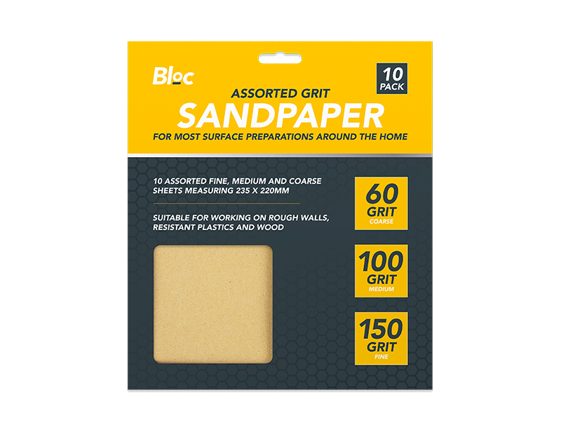 Assorted Grit Sandpaper 10 Sheets