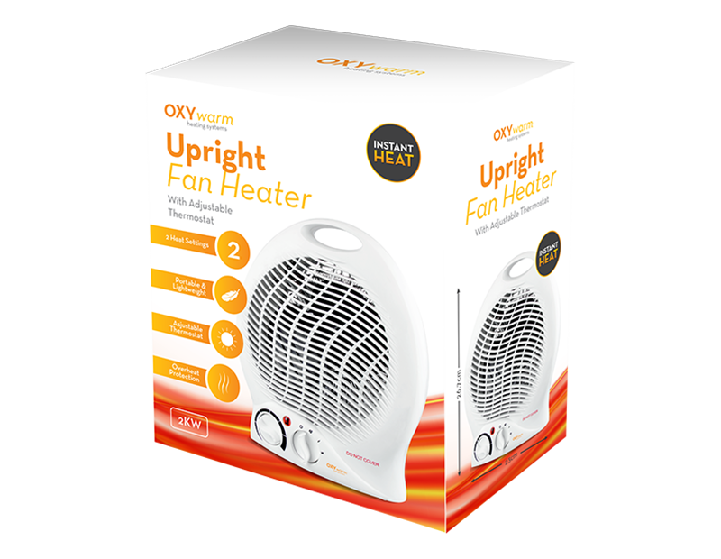 2KW Upright Fan Heater with Adjustable Thermostat