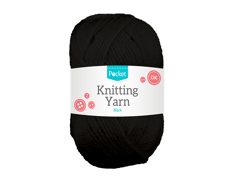 Acrylic Knitting Yarn Black 75g