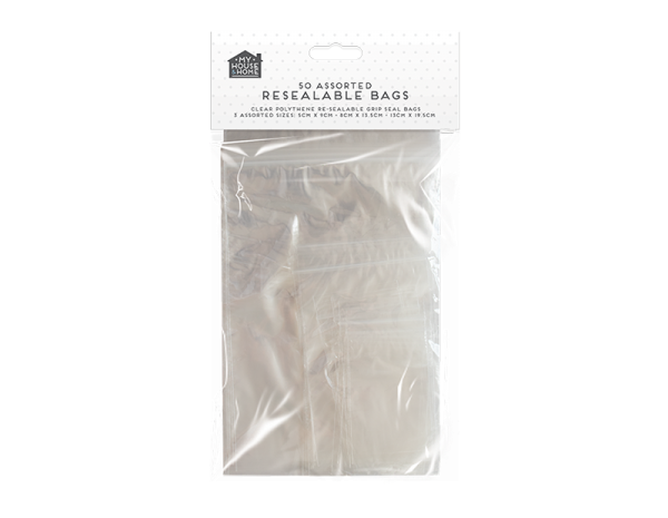 Resealable Zip Seal Bags - 50 Pack mixed sizes